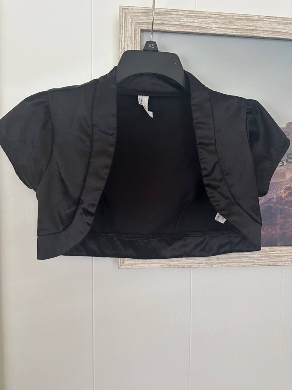 Size Xsmall Studio Y Black Satin Bolero Shrug